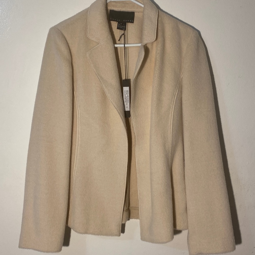 COPY - Yansi Fugel Women’s Jacket M. Cream Alpaca Wool blend open front blazer